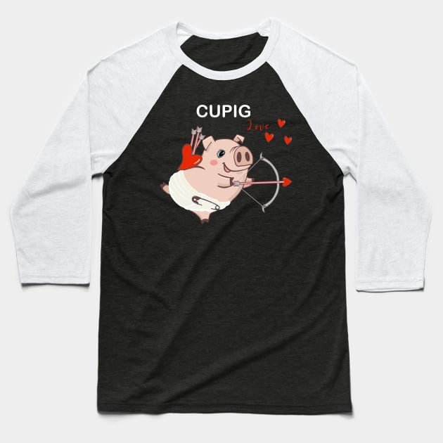 Cupig pig, cupig for Valendine day Baseball T-Shirt by Collagedream